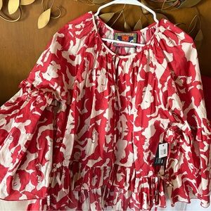 LA DoubleJ Red and White Blouse